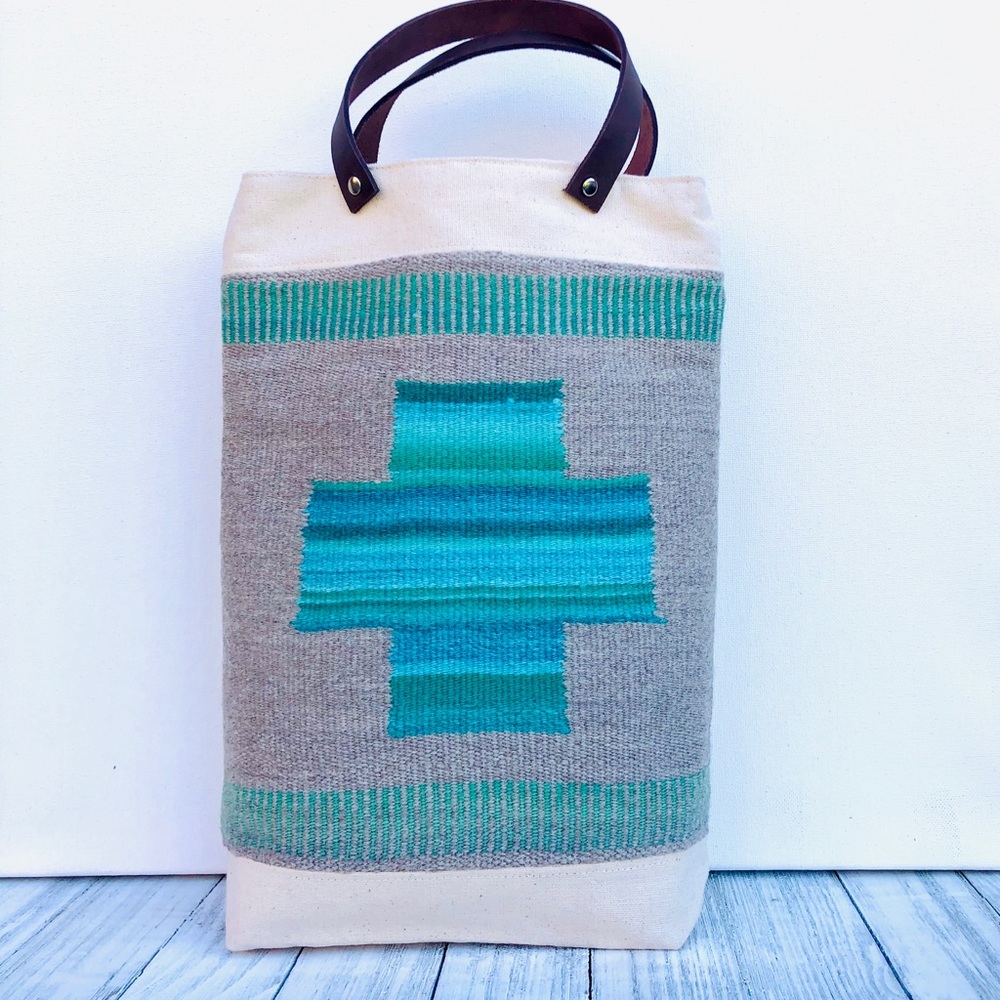 Wool and Canvas Handmade Western Style Tote Bag